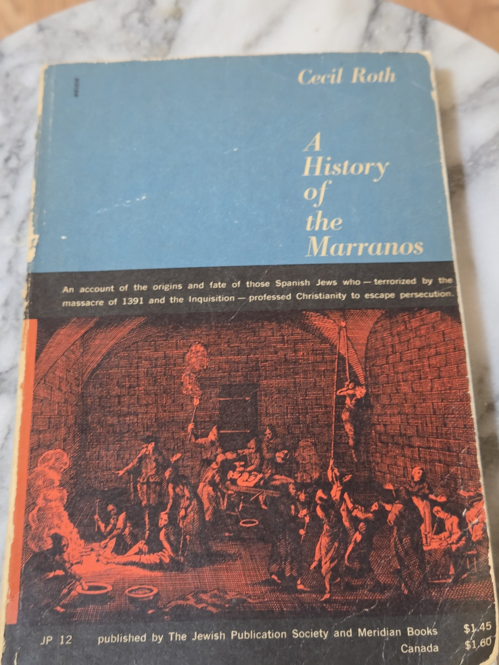 A History of the Marranos by Cecil Roth - Blue & Red Vintage Paperback